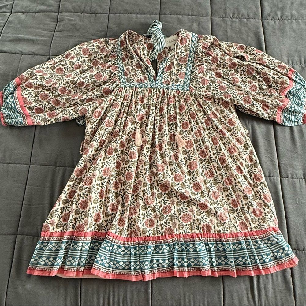 Cleobella Women’s Bohemian Magdalena Sunset Mini Dress With Tie Belt Size Large - Picture 9 of 9